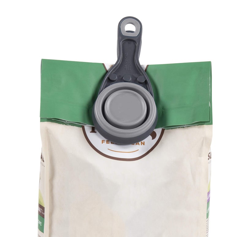 Dexas Pets Collapsible KlipScoop Collapsible Dry Dog Food Scoop and Dog Food Bag Clip, 1/2 Cup Capacity, Light Gray (PW650432429) - Image 5